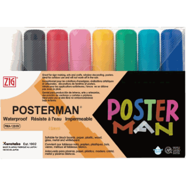 Posterman tusj 15mm assortert (8stk)