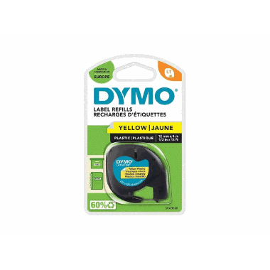 Tape DYMO LetraTag 12mm plast sort/gul