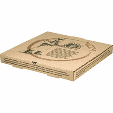 Pizzaeske 33x33x3,5cm Brun med pizzatrykk. 100stk
