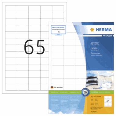 Etikett HERMA premium A4 38,1x21,2(6500)