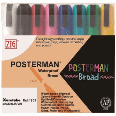 Posterman tusj 6mm assortert (8stk) 