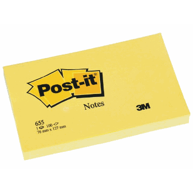 Post-it notatblokk 655 76x127mm gul