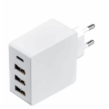 Sandstrøm USB-C-lader med 4 porter (hvit)